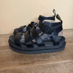 Dr Martens Blaire Women Size 9 Black Leather Sandal Gladiator Platform shoes